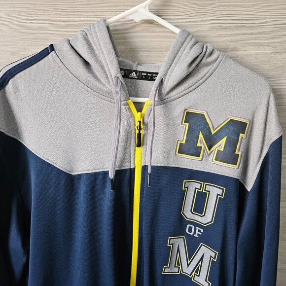 Adidas Track Jacket Size L University Michigan Wolverines Zip Climawarm Hoodie - Picture 4 of 16